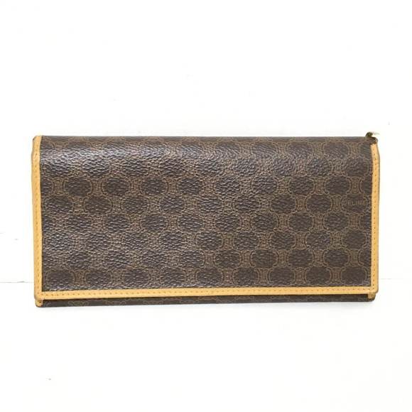 Celine Macadam Pattern Coated Canvas Long Wallet Brown - Picture 1 of 8